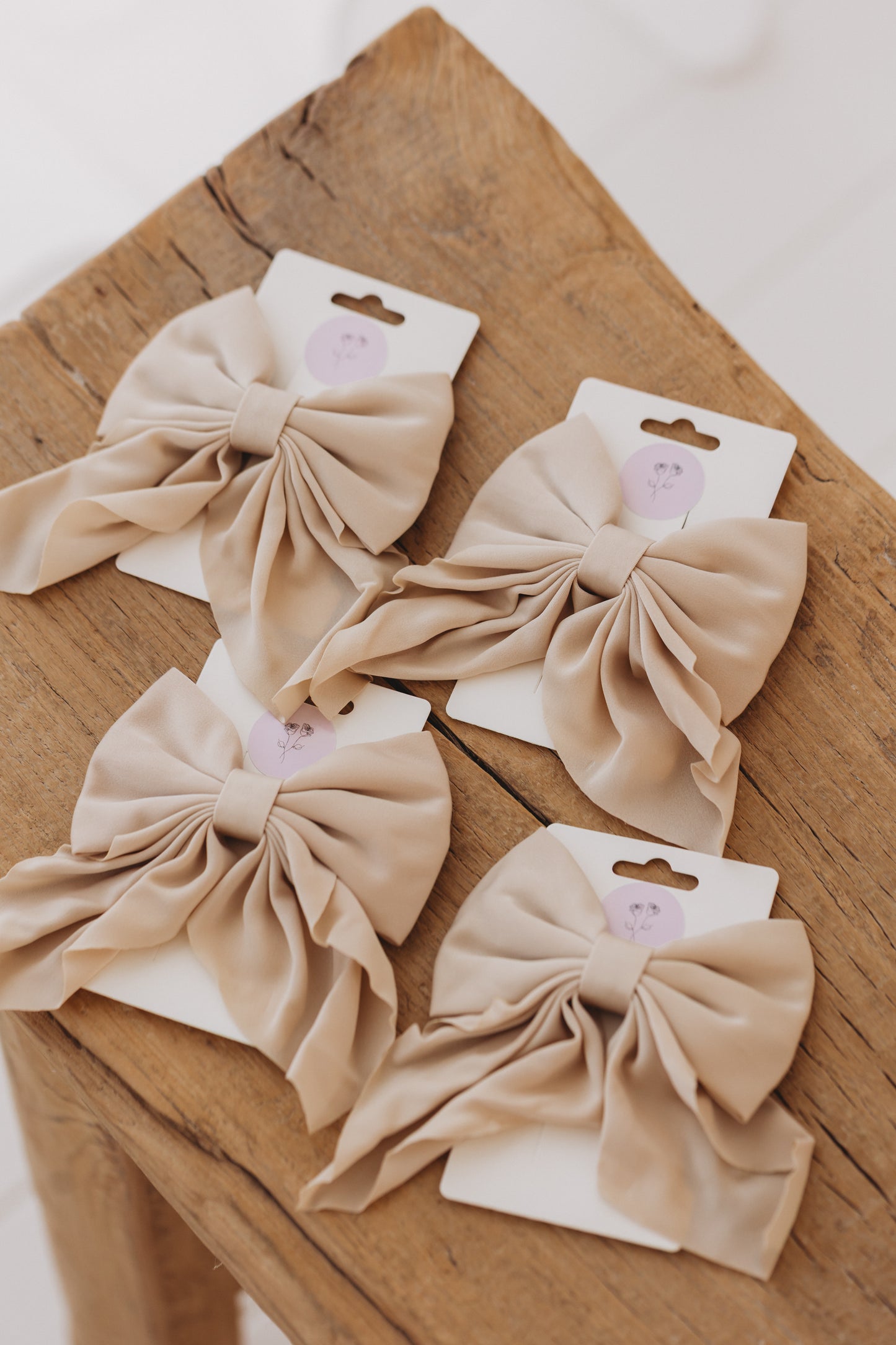 Satin Bow Clip, Neutral