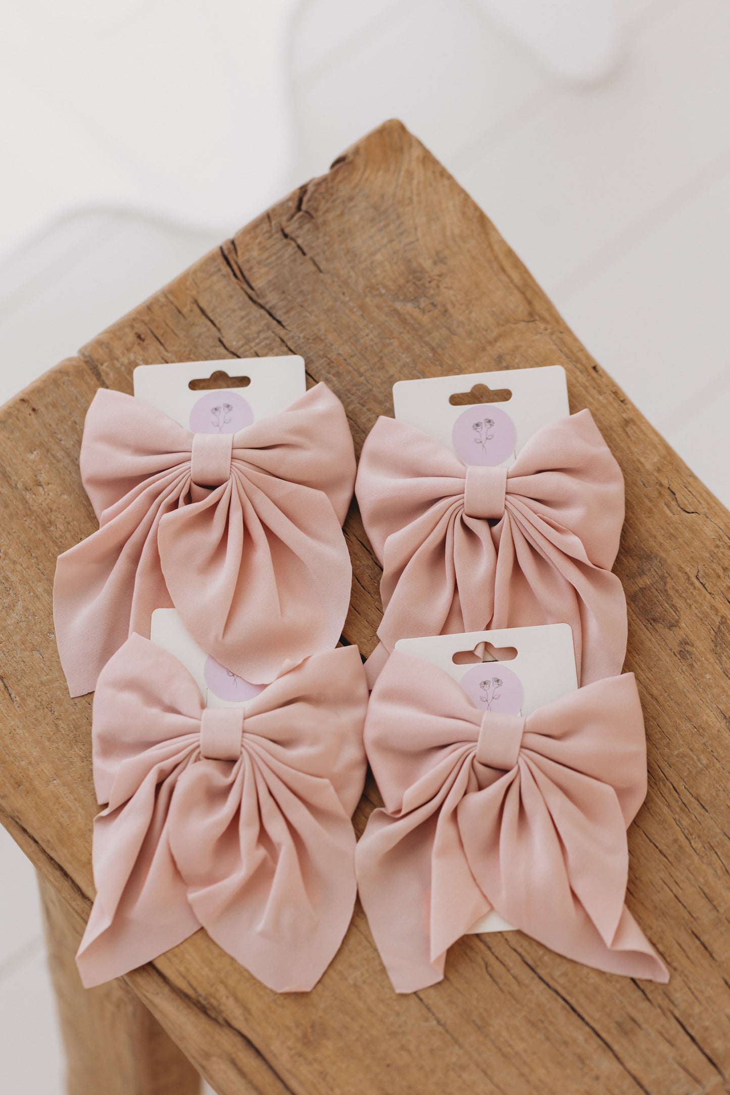 Satin Bow Clip, Blush Pink