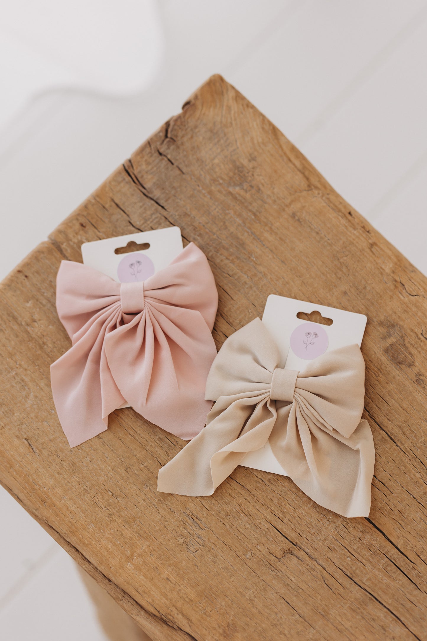 Satin Bow Clip, Neutral