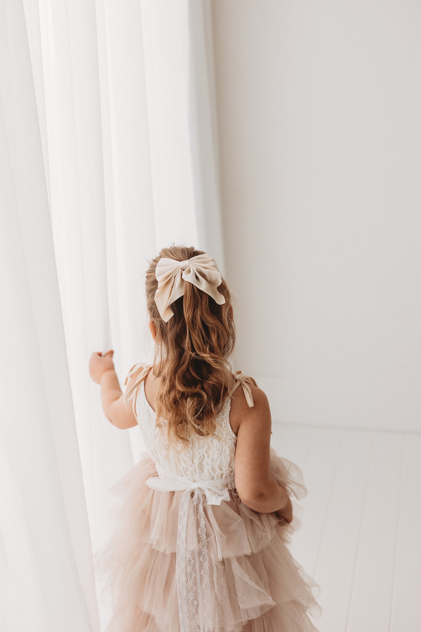 Satin Bow Clip, Neutral