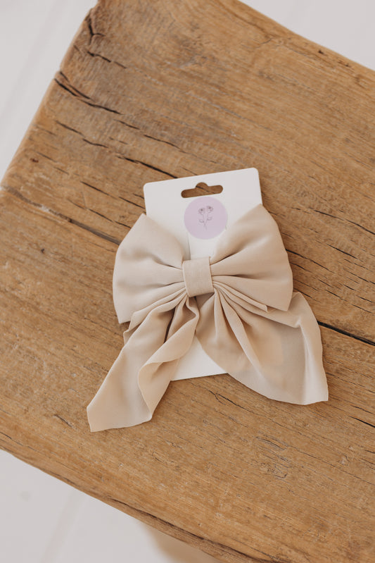 Satin Bow Clip, Neutral