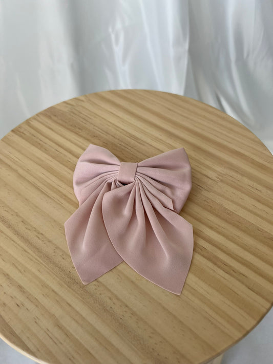 Satin Bow Clip, Blush Pink