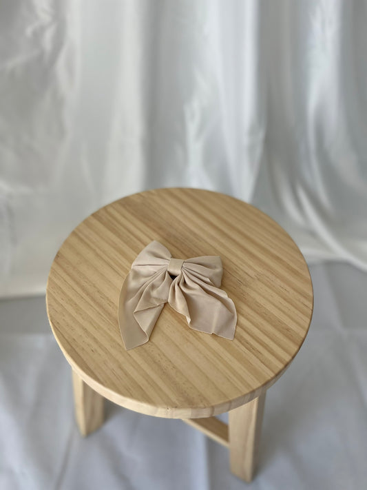 Satin Bow Clip, Neutral